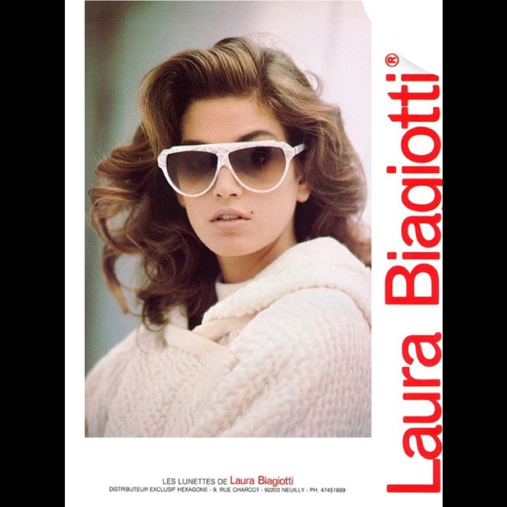 LAURA BIAGIOTTI Rare VINTAGE square oversized pearl flat top sunglasses  *Lens*